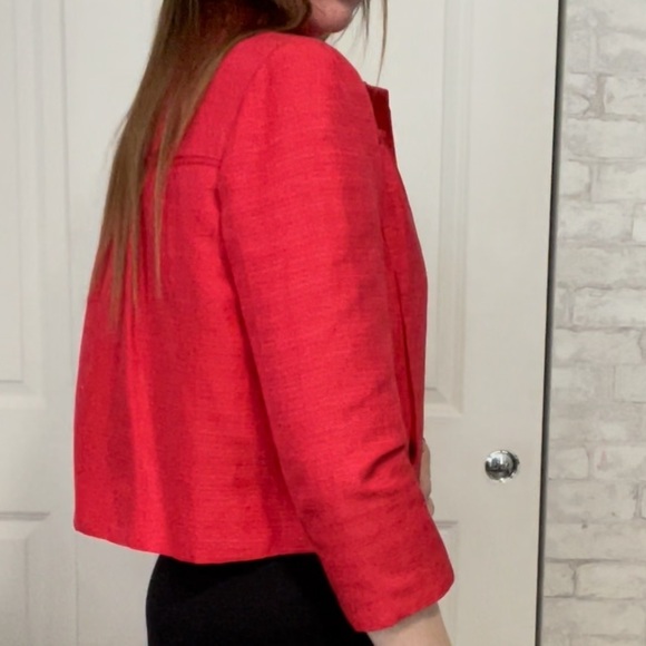 Tory Burch Landry Cropped Dress Jacket size 8 carnival red textured holiday - Picture 2 of 12
